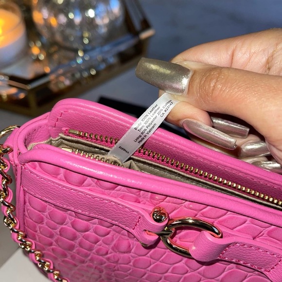 New Talbots Pink Leather Croc Embossed Crossbody Bag - Picture 13 of 13